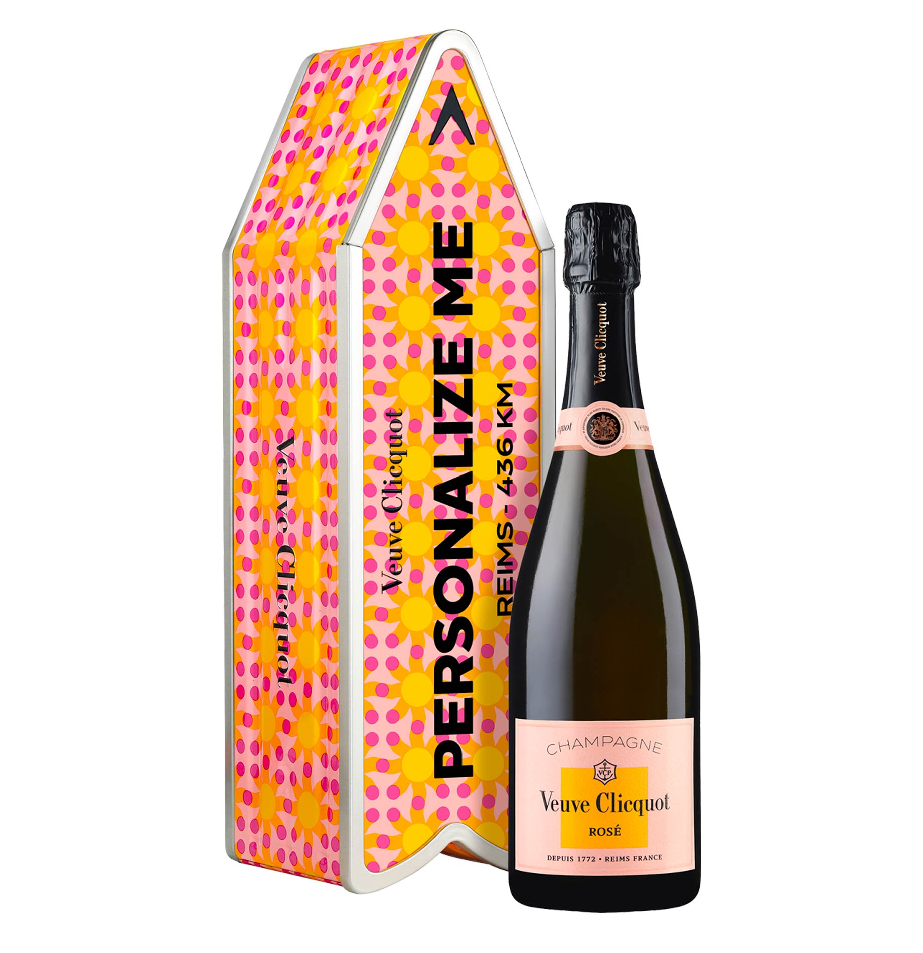 Champagne Brut Rosé Yellow Label Arrow "Sun Pattern Arrow by Yinka Ilori" - Veuve Clicquot (personalizzabile)